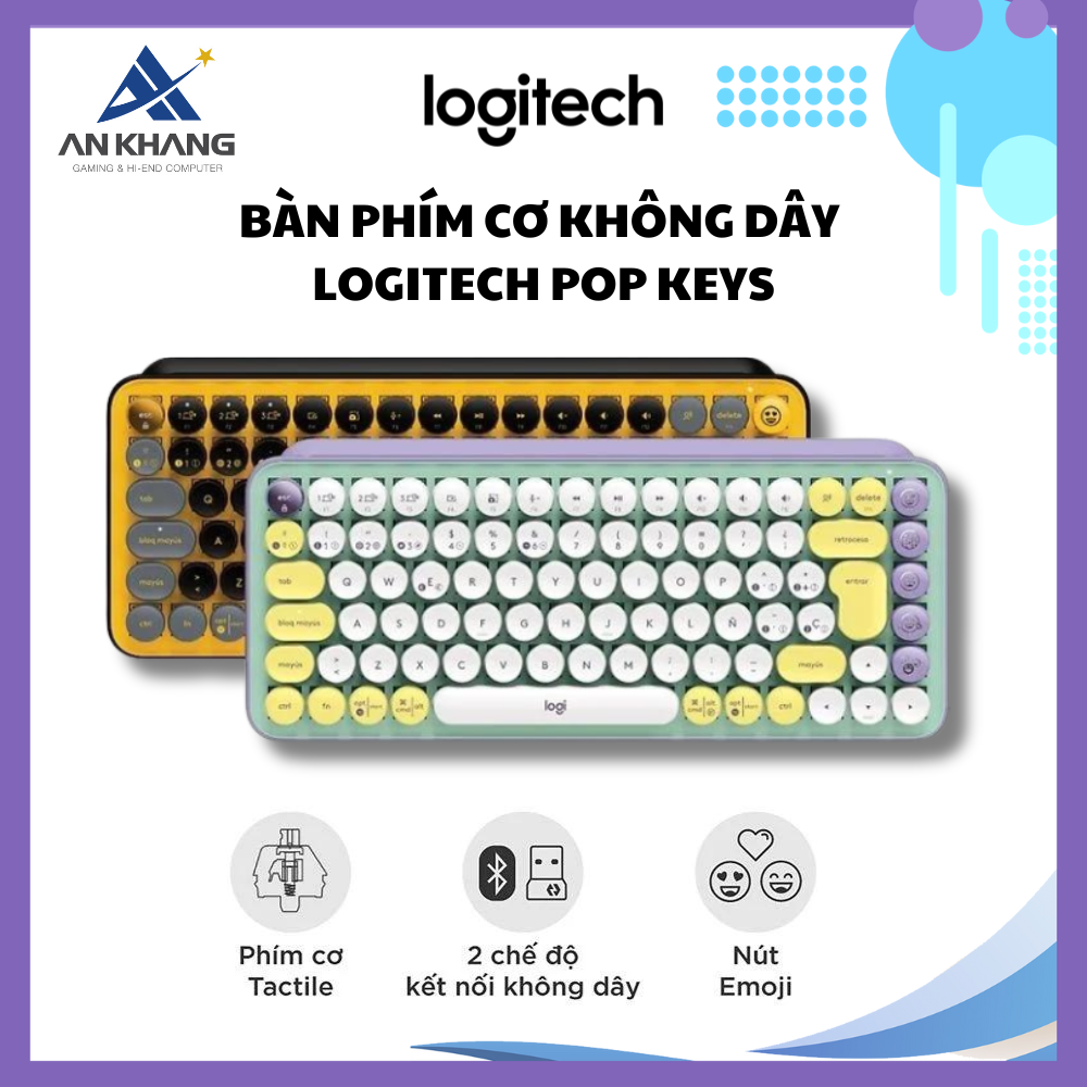 Bàn phím cơ không dây Logitech POP Keys - Hàng Chính Hãng - Bảo Hành 12 Tháng