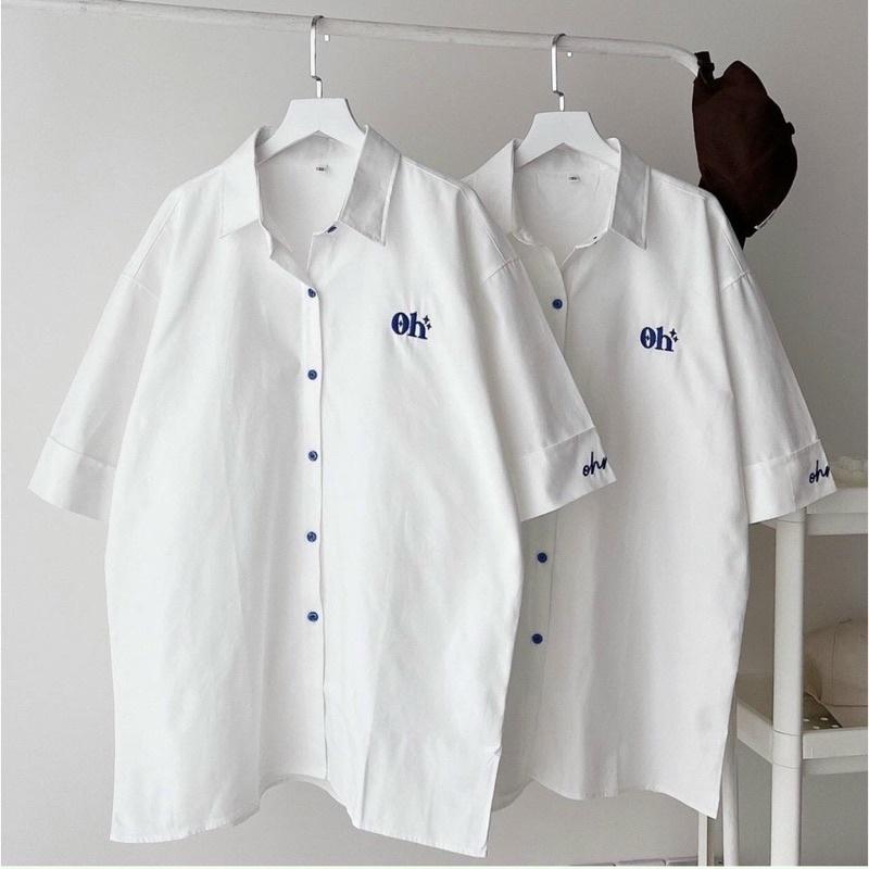 Áo Sơ Mi Form Rộng Thêu Nổi OH OH Nam Nữ Unisex