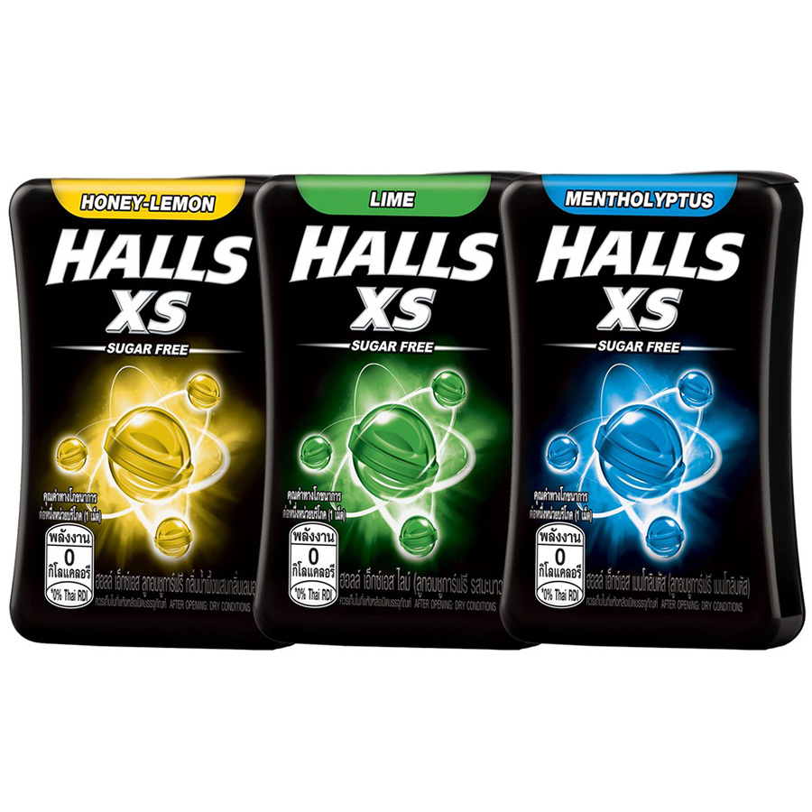 Combo 3 Hộp Kẹo Ngậm Không Đường HALLS XS 3 vị Tặng túi Halls xinh xắn