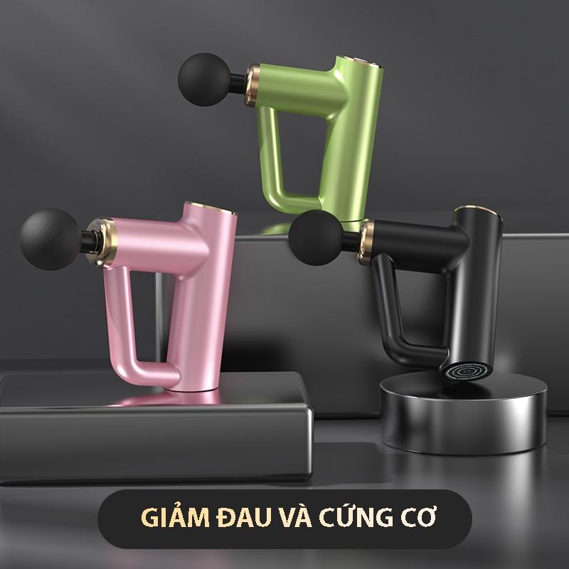Súng Massage Fascial Gun 4 Đầu Trị Liệu 6 Chế Độ Mạnh Mẽ, Máy Massage Cầm Tay Thư Giãn Cơ Toàn Thân