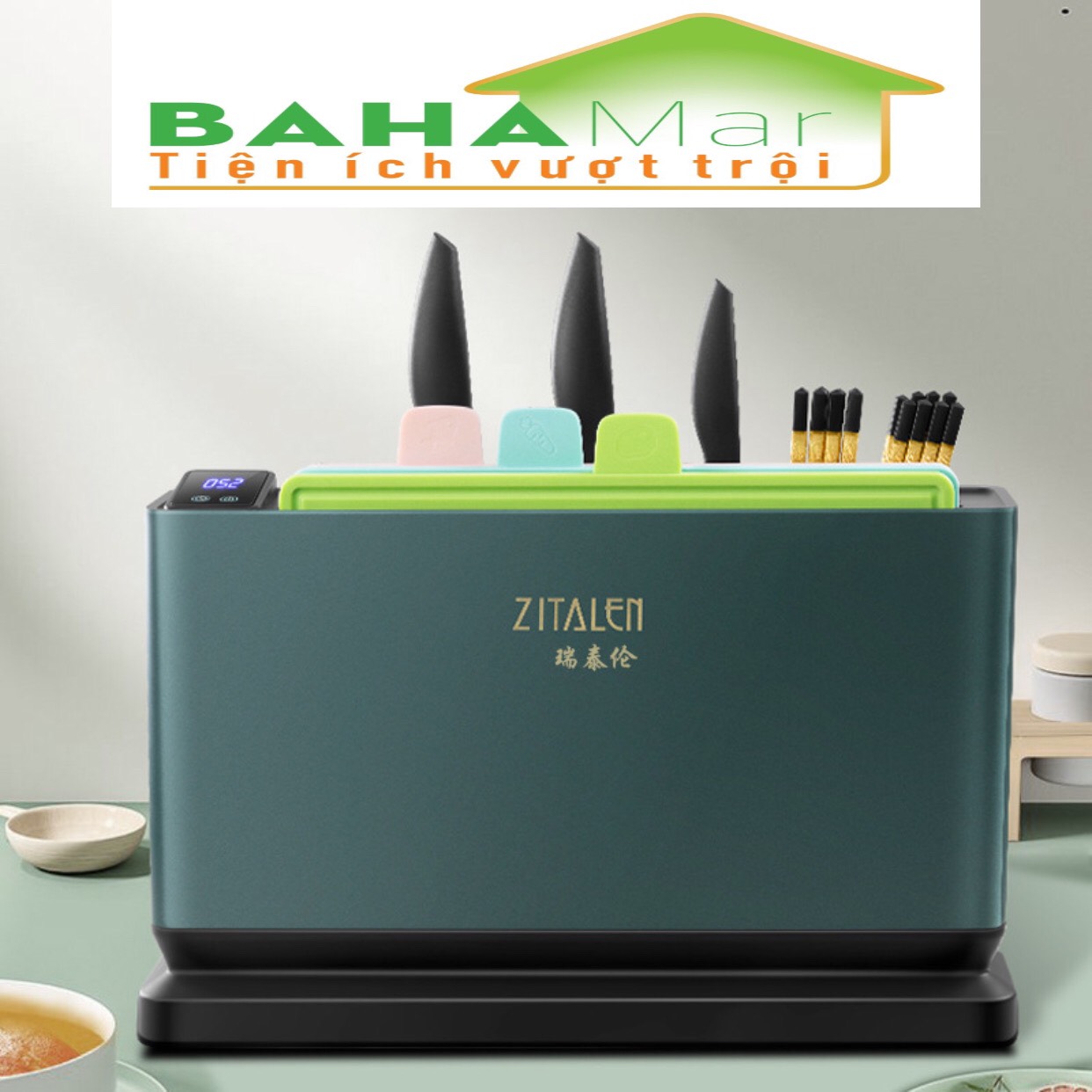 BỘ HỘP TIỆT TRÙNG SẤY KHÔ ĐŨA, DAO, THỚT CÓ PHÂN LOẠI THỚT SỬ DỤNG "BAHAMAR" Khử trùng bằng TIA CỰC TÍM, lưu thông không khí khô, phân loại lưu trữ và có thể tháo rời vệ sinh
