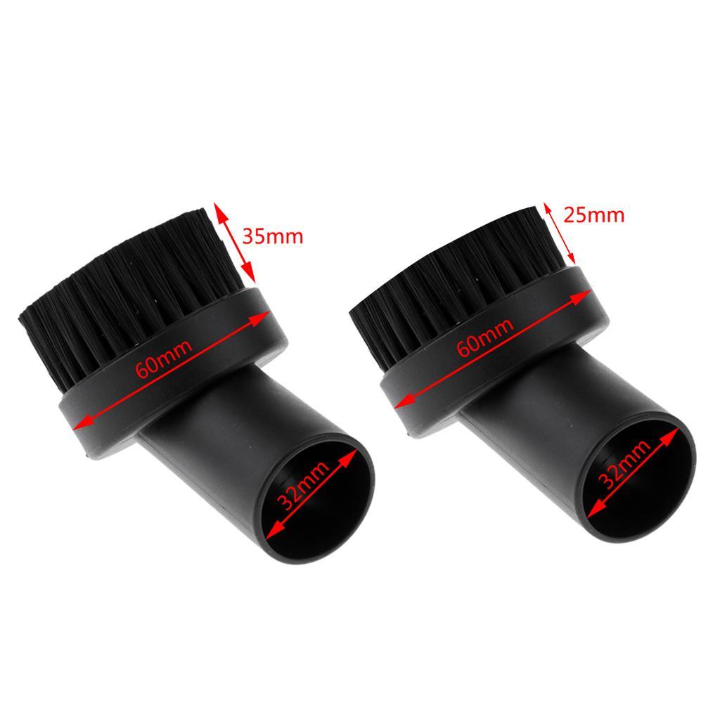2X 32mm/1.25" Dia. Round Vacuum Bristle Brush Dust Brush Short_25mm Bristle