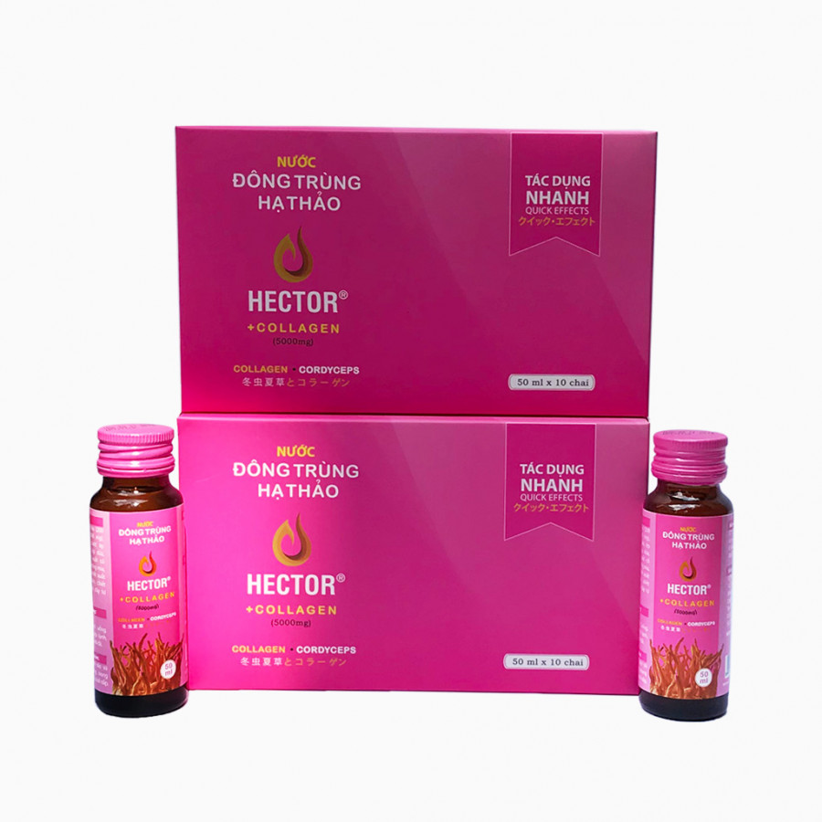 Combo 2 Hộp 20 Chai Đông Trùng Hạ Thảo Hector Collagen Trẻ Hóa Nhanh Dạng Nước, Nước Uống Trực Tiếp, Giúp Da Khỏe, Sáng Mịn Màng, Điều Hòa Nội Tiết Tố, Ngăn Ngừa Rụng Tóc, Tăng Cường Sinh Lý, Nam, Nữ Đều Dùng Được