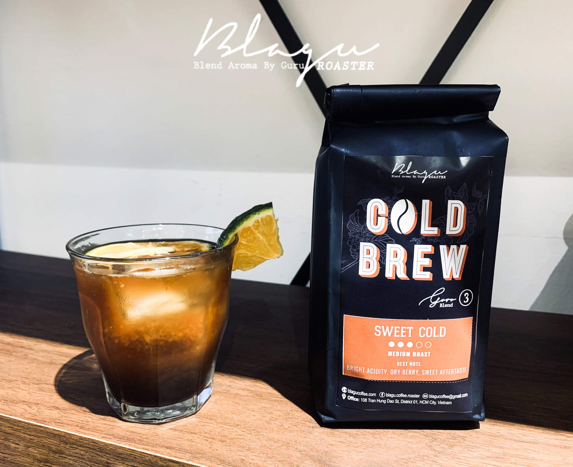 CÀ PHÊ BLAGU HẠT ĐÃ RANG, GURU 3 BLEND COLD BREW – SWEET COLD, MEDIUM ROAST, 250G