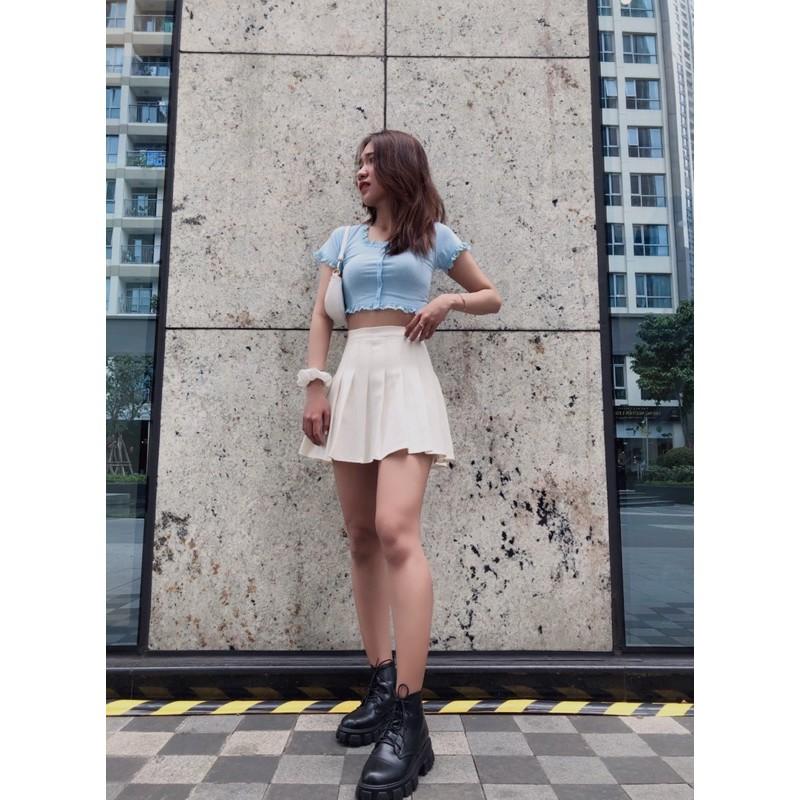 Áo croptop cổ vuông, viền ren form ôm cực đẹpvải mỏng sang chảnh, mặc sáng da
