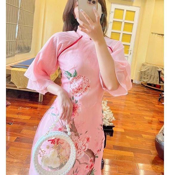 Áo Dài Cách Tân NGUYỆT CÁT HỒNG thiết kế đơn giản sang trọng cho các nàng đi tiệc , dạ hội , tết ,...