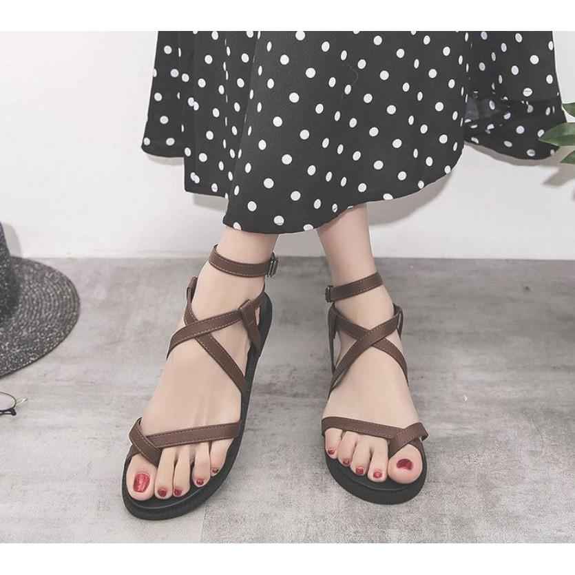 Hàng Quảng Châu - Sandal bệt xỏ ngón siêu xinh, da mềm, đế cao su siêu nhẹ 2 màu Nâu + Đen cho bạn nữ (có video) - S17