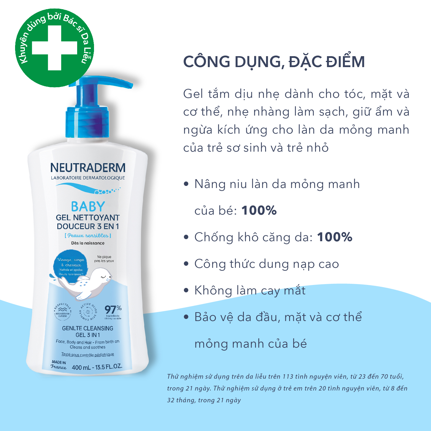 Combo Gel tắm dịu nhẹ và kem dưỡng ẩm cho Baby Neutraderm