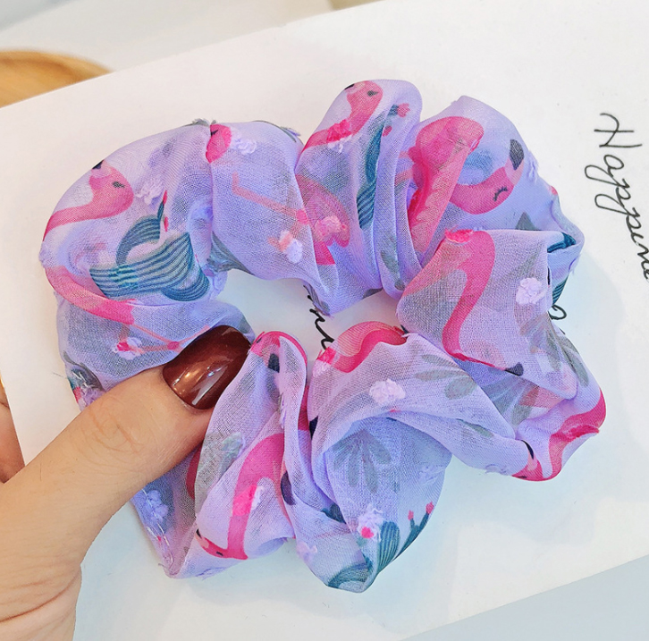 Dây buộc tóc - Scrunchies hồng hạc voan mềm dễ thương HD71