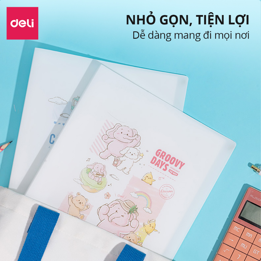 File Tài Liệu File Lá Học Sinh Deli Đa Năng A4 Chống Nước Đựng Tài Liệu 30 40 Trang Họa Tiết Cute