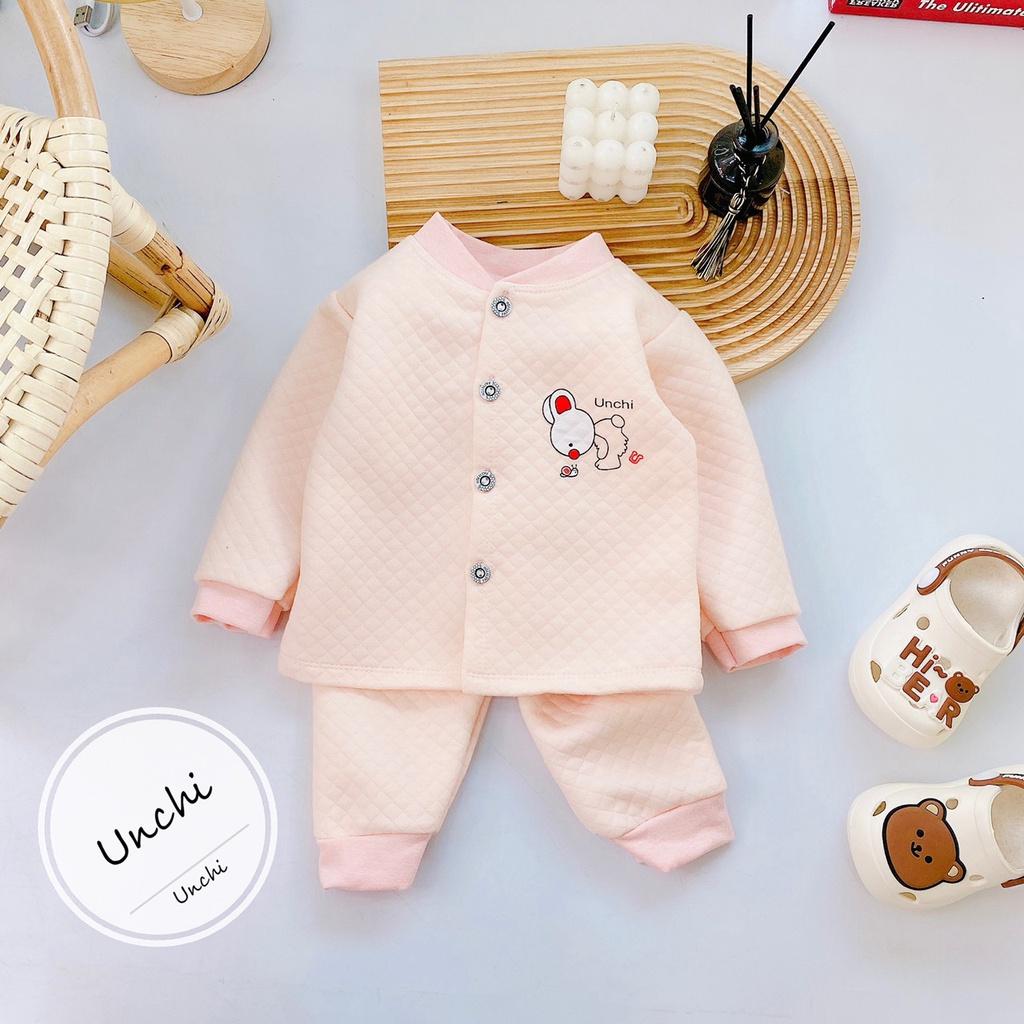 Bộ thu đông bé trai,bé gái- Bộ dài tay bé trai UNCHI chất nỉ xốp cao cấp cho bé