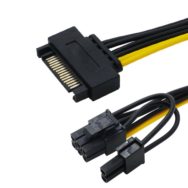 15 Pin SATA Male to 8 Pin Cáp cấp nguồn PCI-e 15Pin SATA to 8Pin PCI Express Adapter for Graphics Video Card 8 inch