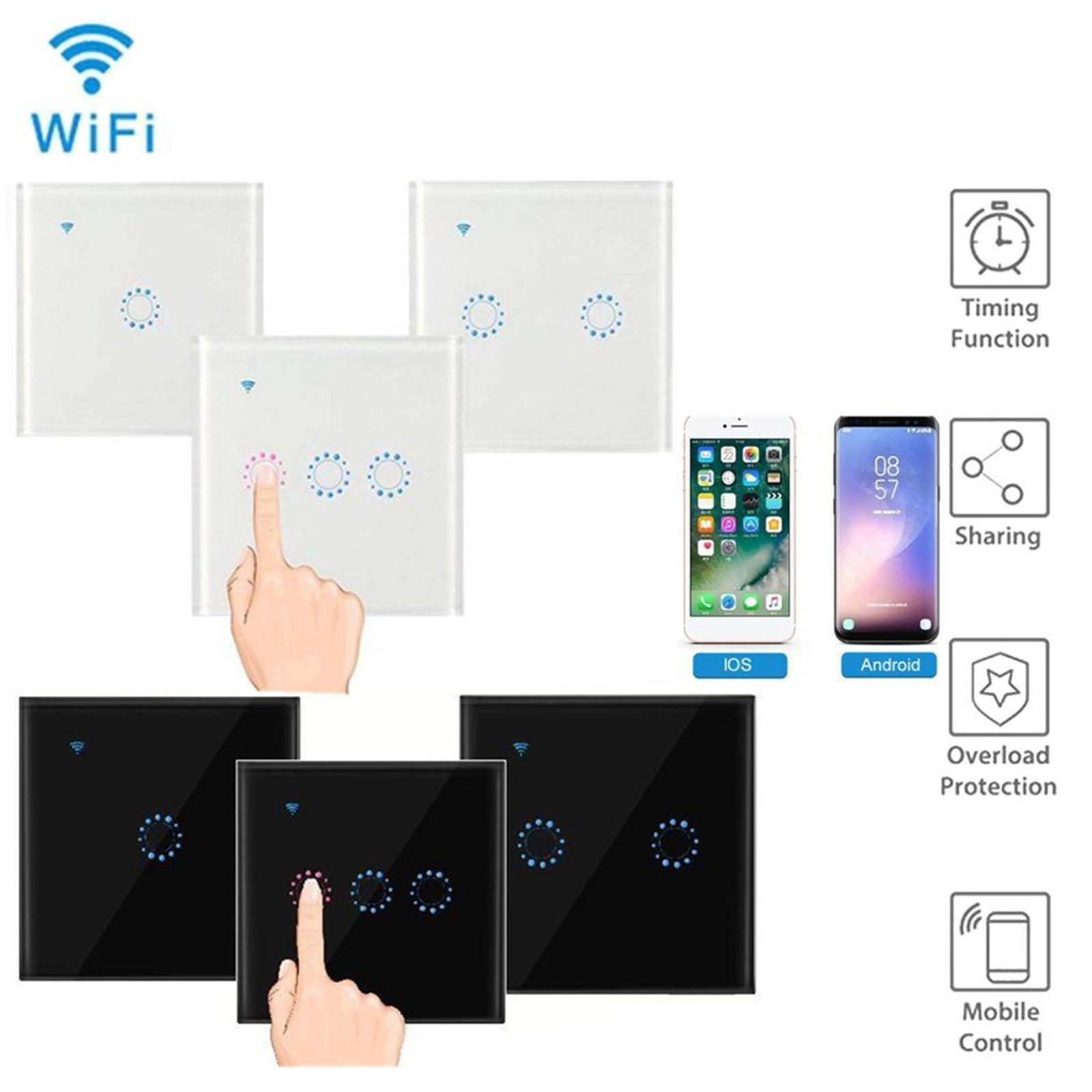 Luxury WIFI Wall Touch Home LED Light Smart Switch Remote Control 1 Gang