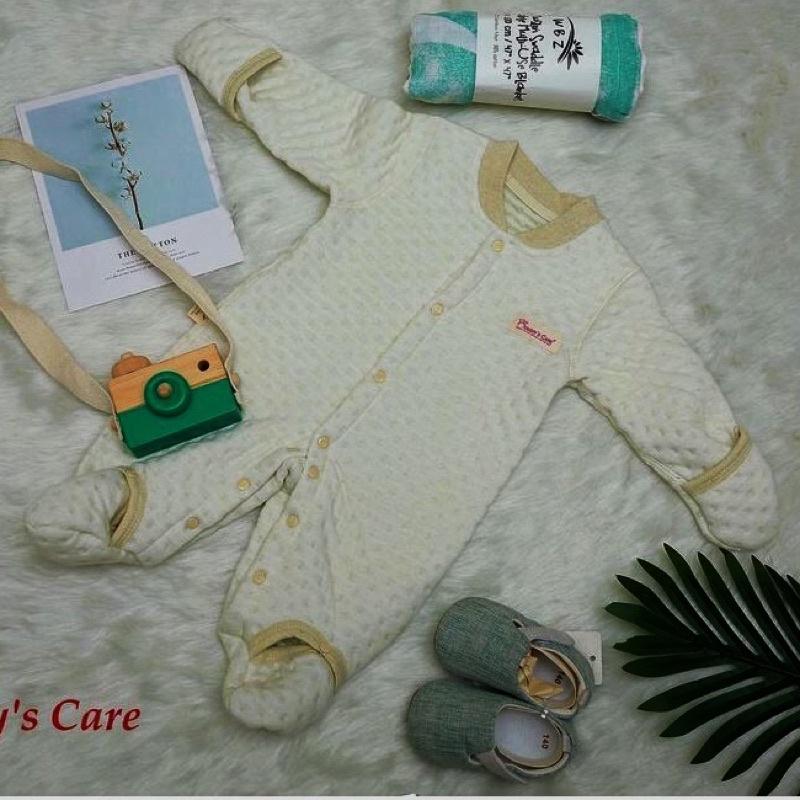 Body trần bông liền bao tay, bao chân 100% cotton hữu cơ Mommy's care