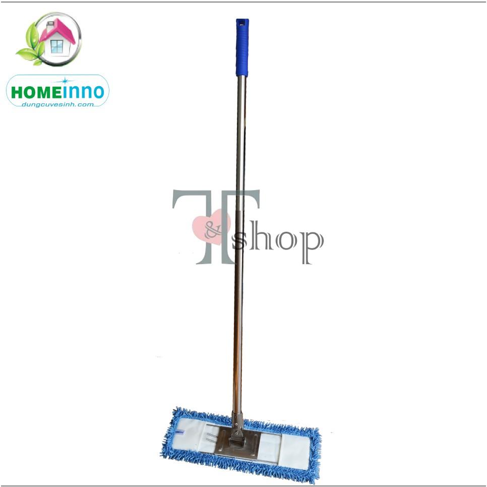 Cây Lau Nhà Inox Bẹ Tấm San Hô Bẻ 60cm Homeinno CÁN THẲNG Dài 150cm (Có Sẵn Tấm Lau)