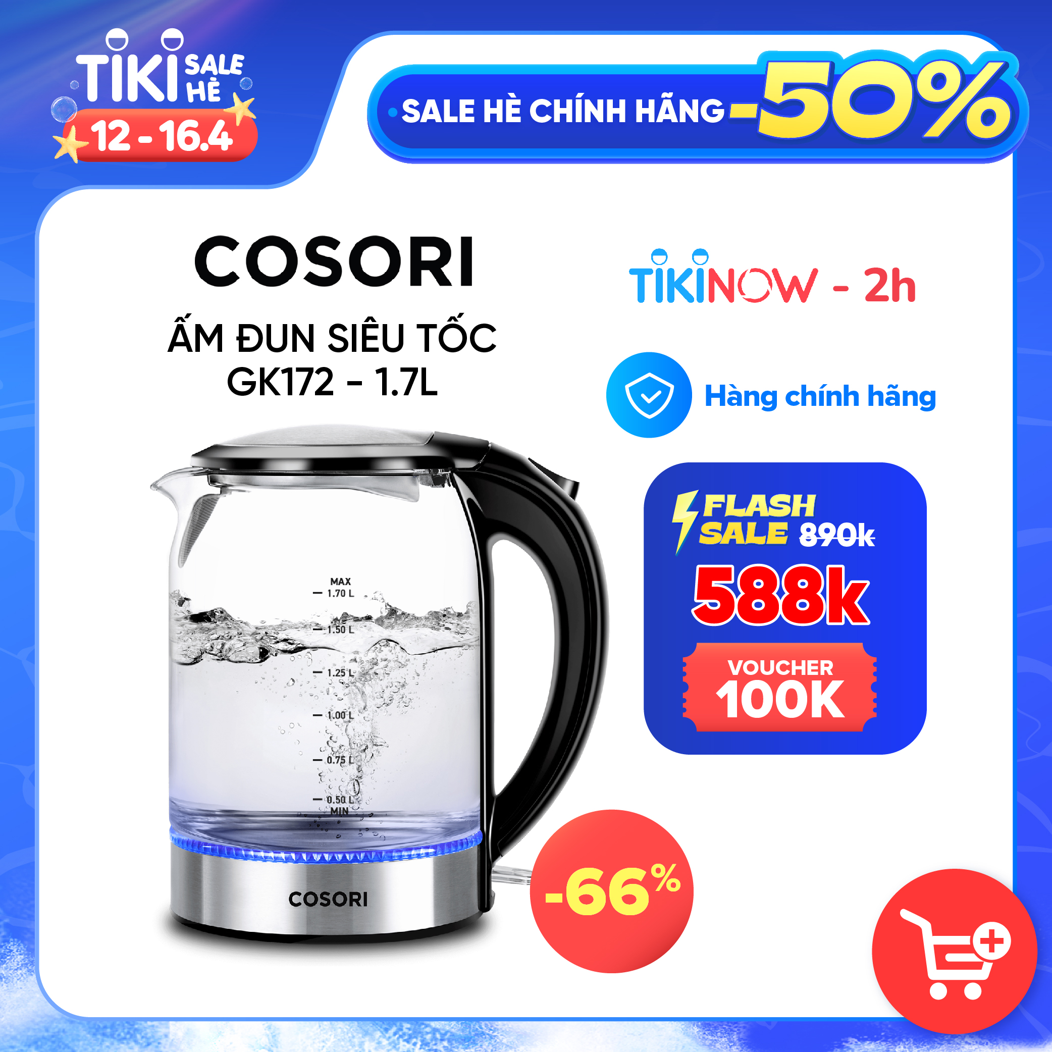 Ấm bình đun siêu tốc Cosori GK172-CO 1.7L - Hàng chính hãng