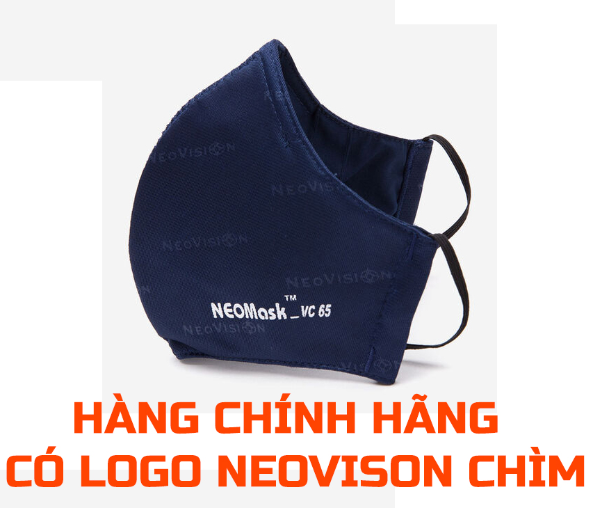 KHẨU TRANG NEOMASK VC65 MÀU XANH (THUN QUÀNG TAI) GIẶT TÁI SỬ DỤNG NHIỀU LẦN,  CÓ LOGO NEOVISON IN CHÌM