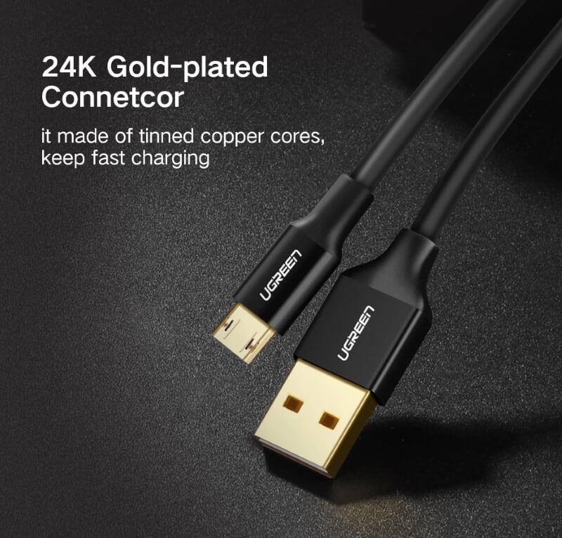 Ugreen UG30852US223TK 1.5M màu Đen Cáp sạc truyền dữ liệu USB 2.0 sang MICRO USB dây bọc nhựa PVC - HÀNG CHÍNH HÃNG