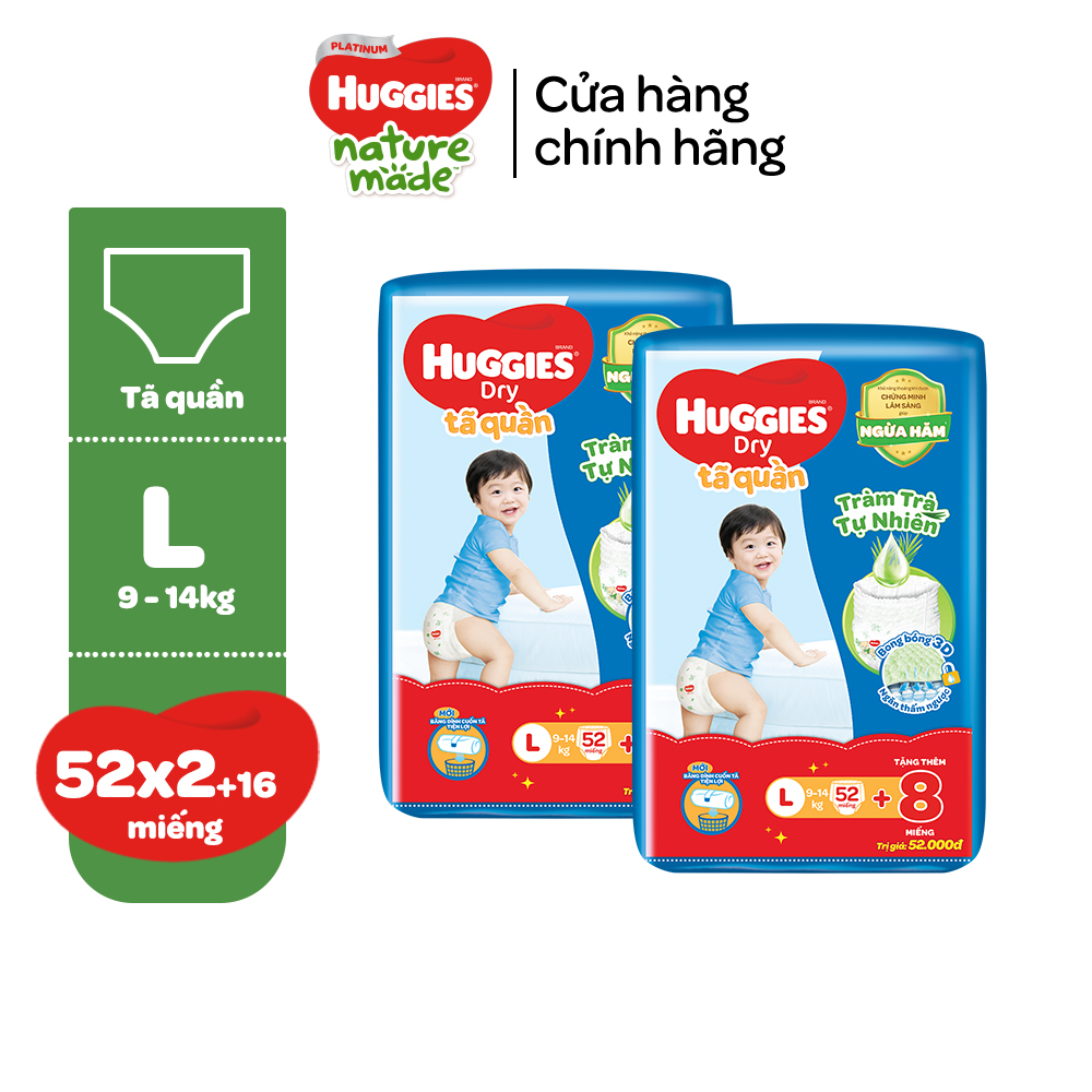 Combo 2 gói Tã/bỉm quần HUGGIES SKINCARE gói M76+8/L68/XL60/XXL54 (M56/L48/XL40/XXL36+8)