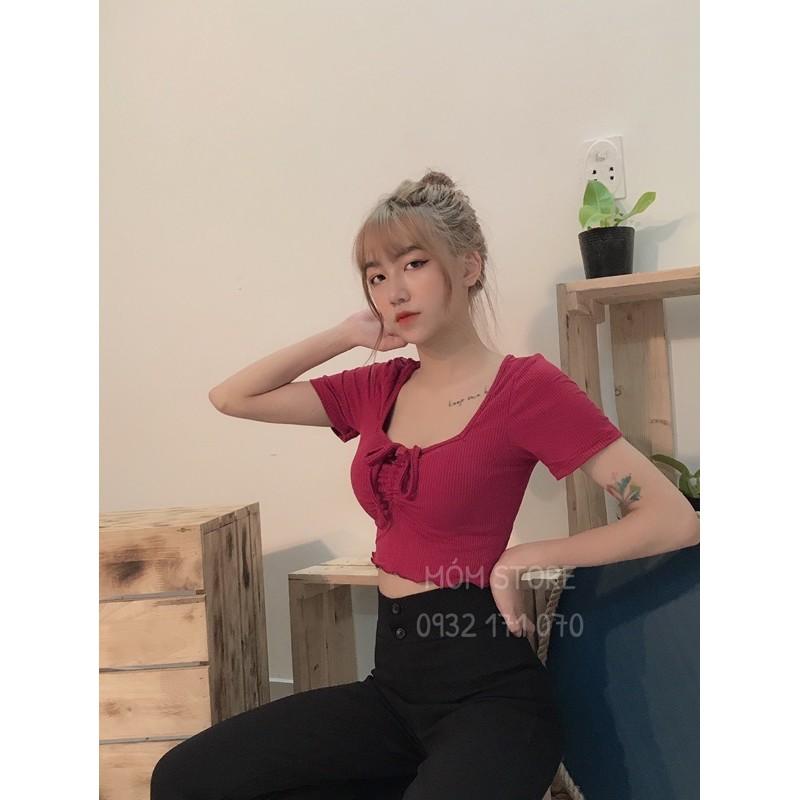 Áo Croptop Rút Dây Thun Gân Xịn Mịn