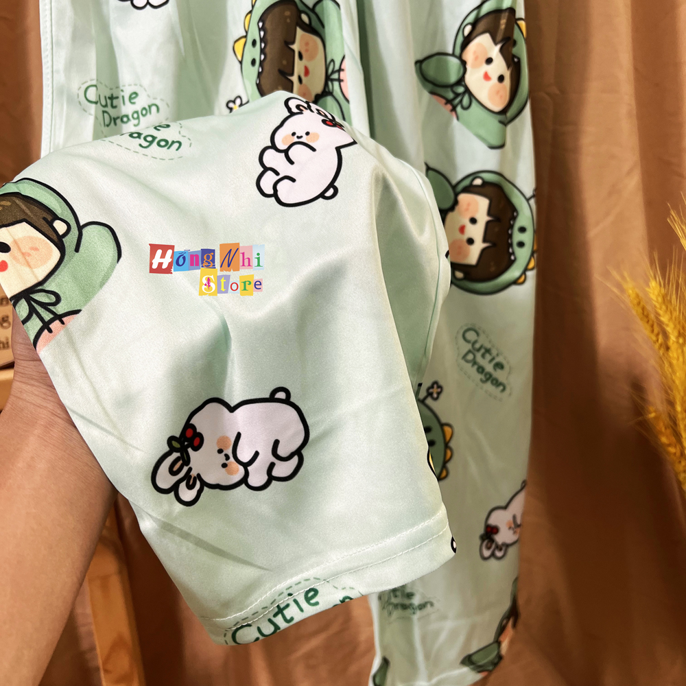 Quần Hoạt Hình Dài Cô Bé Khủng Long Xanh Ống Rộng Cartoon Pant V2 Oversize Ulzzang Unisex - MM