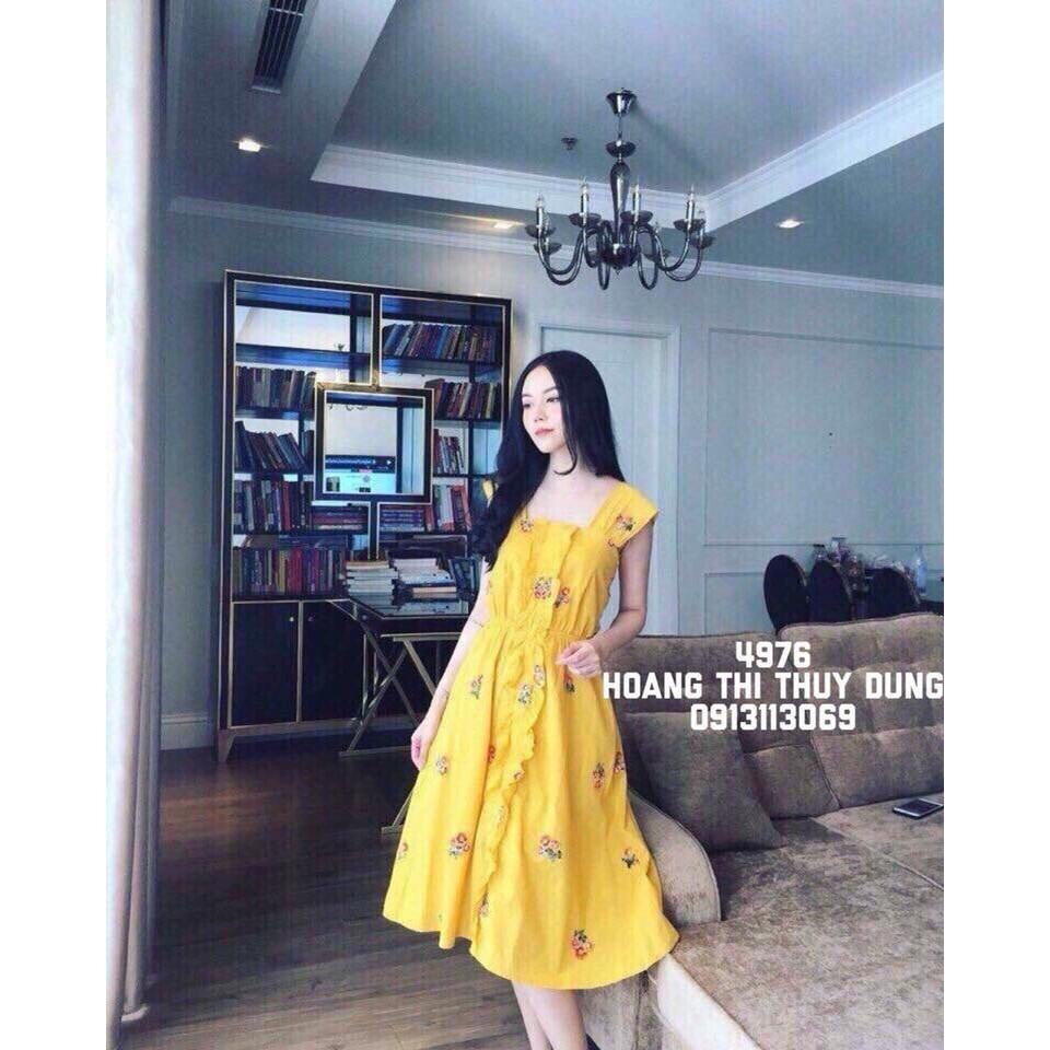 Đầm xòe thêu hoa viền bèo xinh xắn