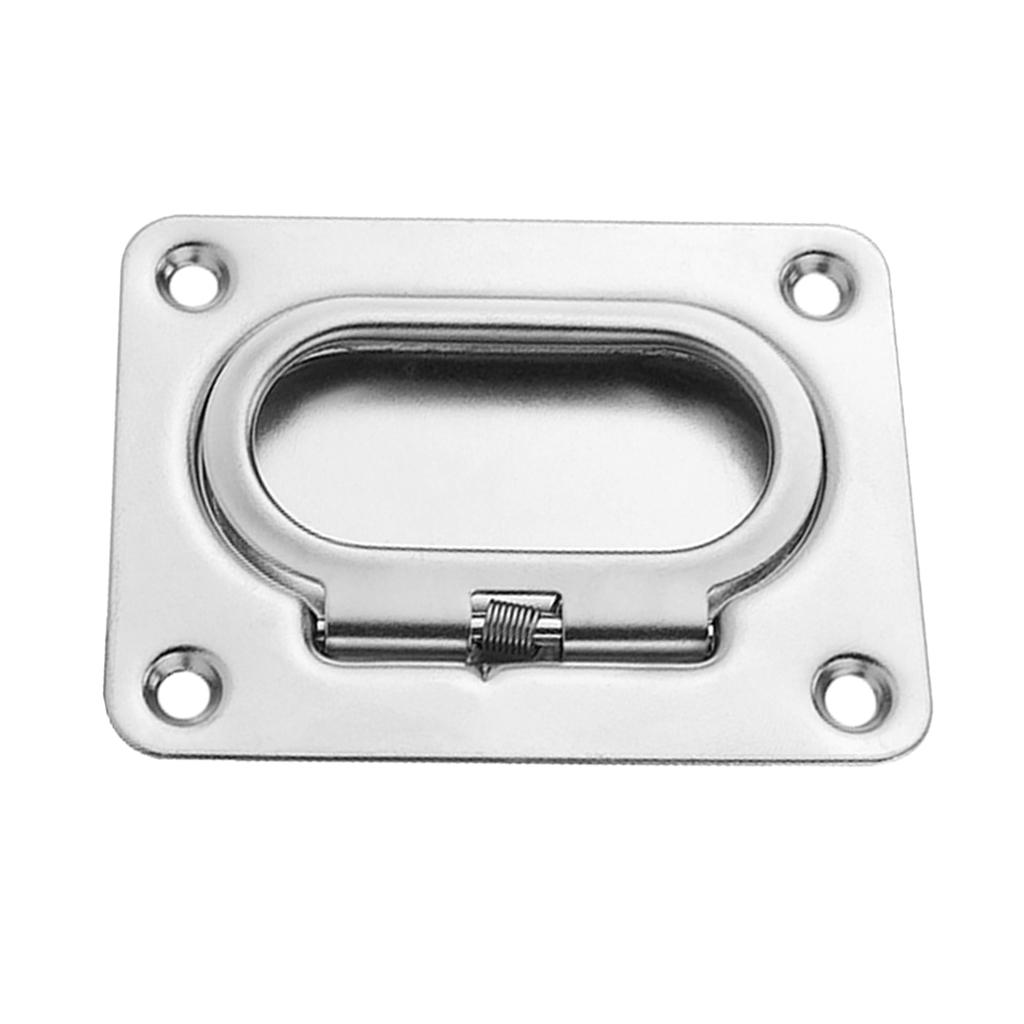 Stainless Steel Flush Hatch Latch Pull Lift Ring Handle Marine Boat 76x57mm