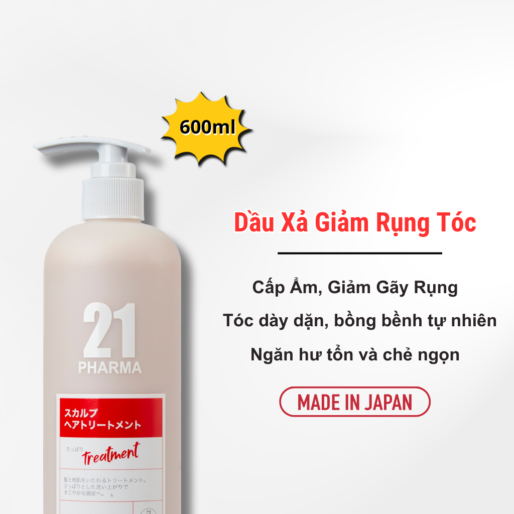 Combo Dầu Gội Sạch Gàu Ngứa + Dâu Xả Giảm Rụng Tóc Pharma 21 Nhật Bản - Chai 600ml