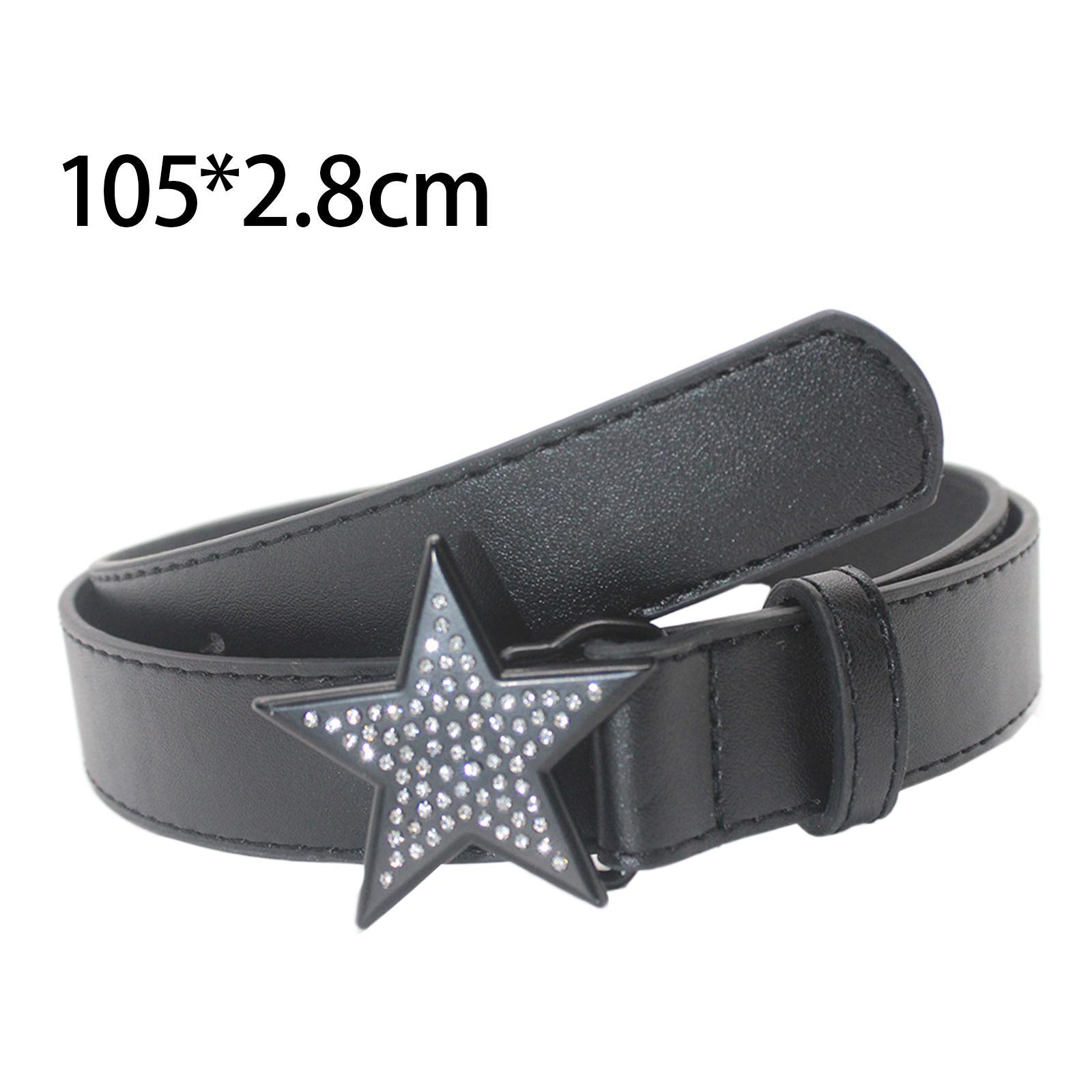 Ladies Waist Belt Rhinestone Buckle Jeans Belt Women PU Leather Belt