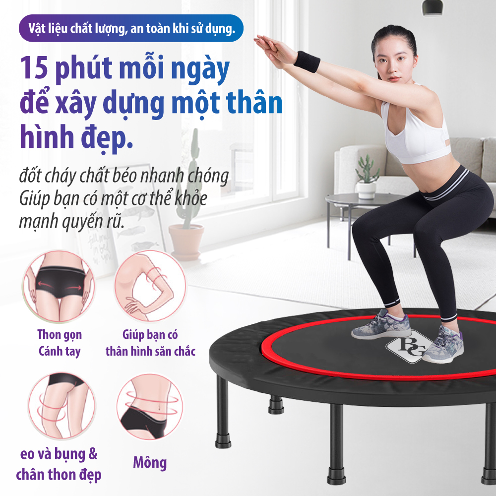 BG Sàn nhún lò xo cao cấp Trampoline Bật Nhảy Lò Xo Cho Trẻ Vui Chơi Phát Triển Vận Động An Toàn Cho Bé và Người Lớn- Hàng nhập khẩu