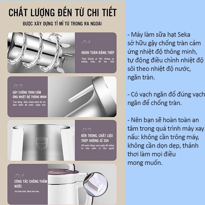 Máy Làm Sữa Hạt Đa Năng Seka - Máy Xay Nấu Đa Năng, Xay Sinh Tố - Hàng Chính Hãng Bảo Hành 24 Tháng