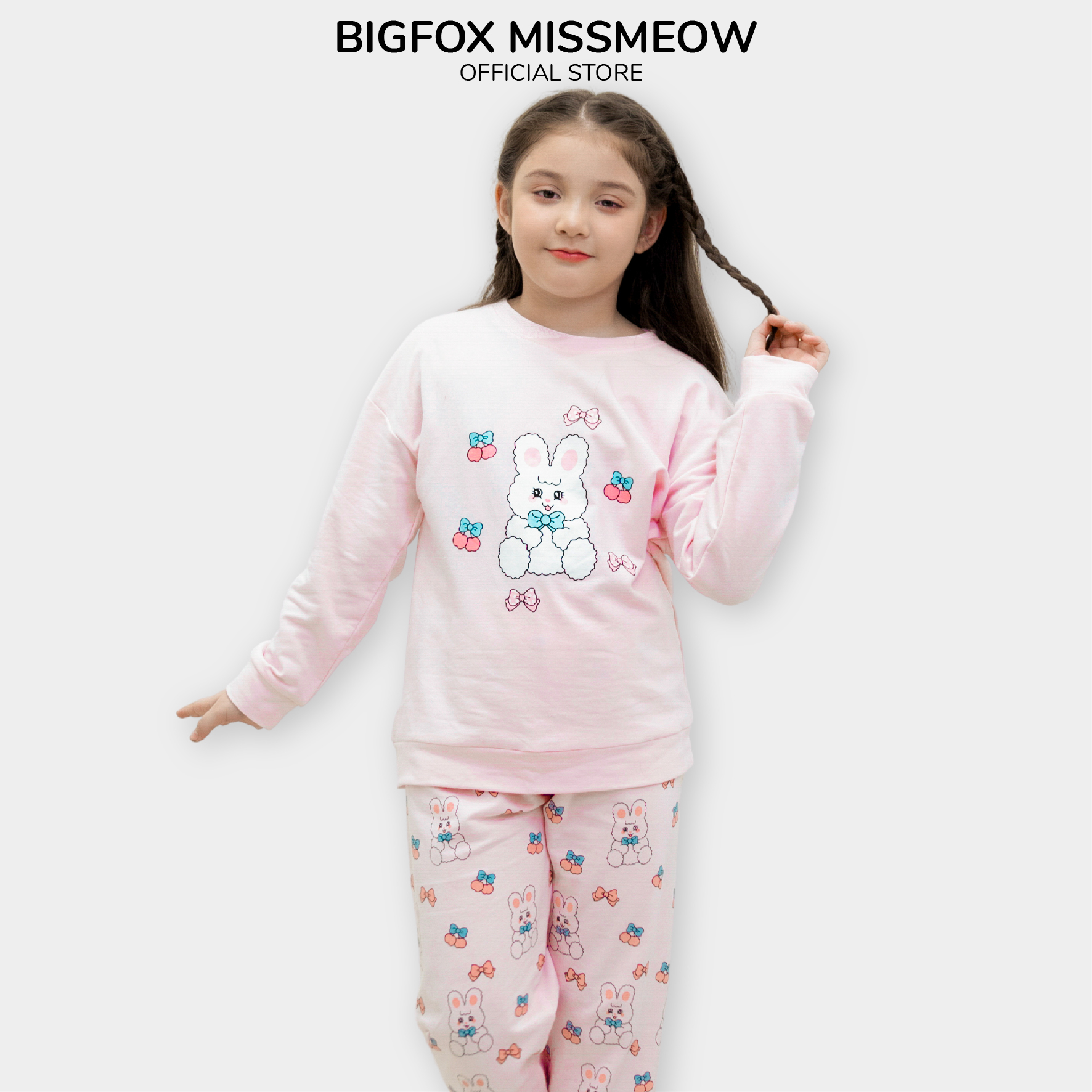 Quần áo dài tay thu đông cho bé gái size đại BIGFOX MISS MEOW, bộ nỉ da cá trẻ em dáng Hàn Quốc cỡ 3,7,11 tuổi 30kg 1996