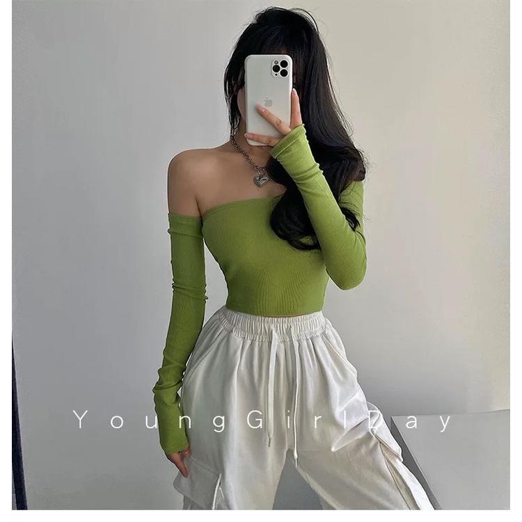 MS544 Áo quây dài tay, áo kiểu quây croptop tay rời