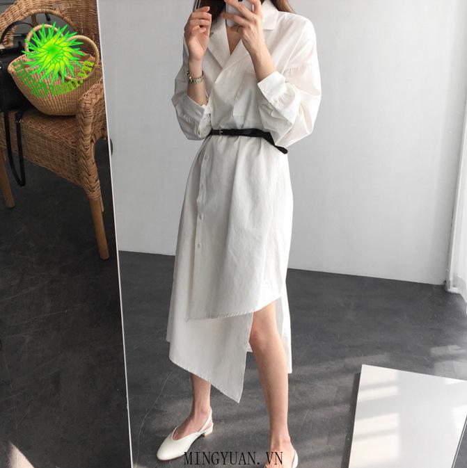 Đầm Sơ Mi Màu Trơn Thời Trang Nữ Tính