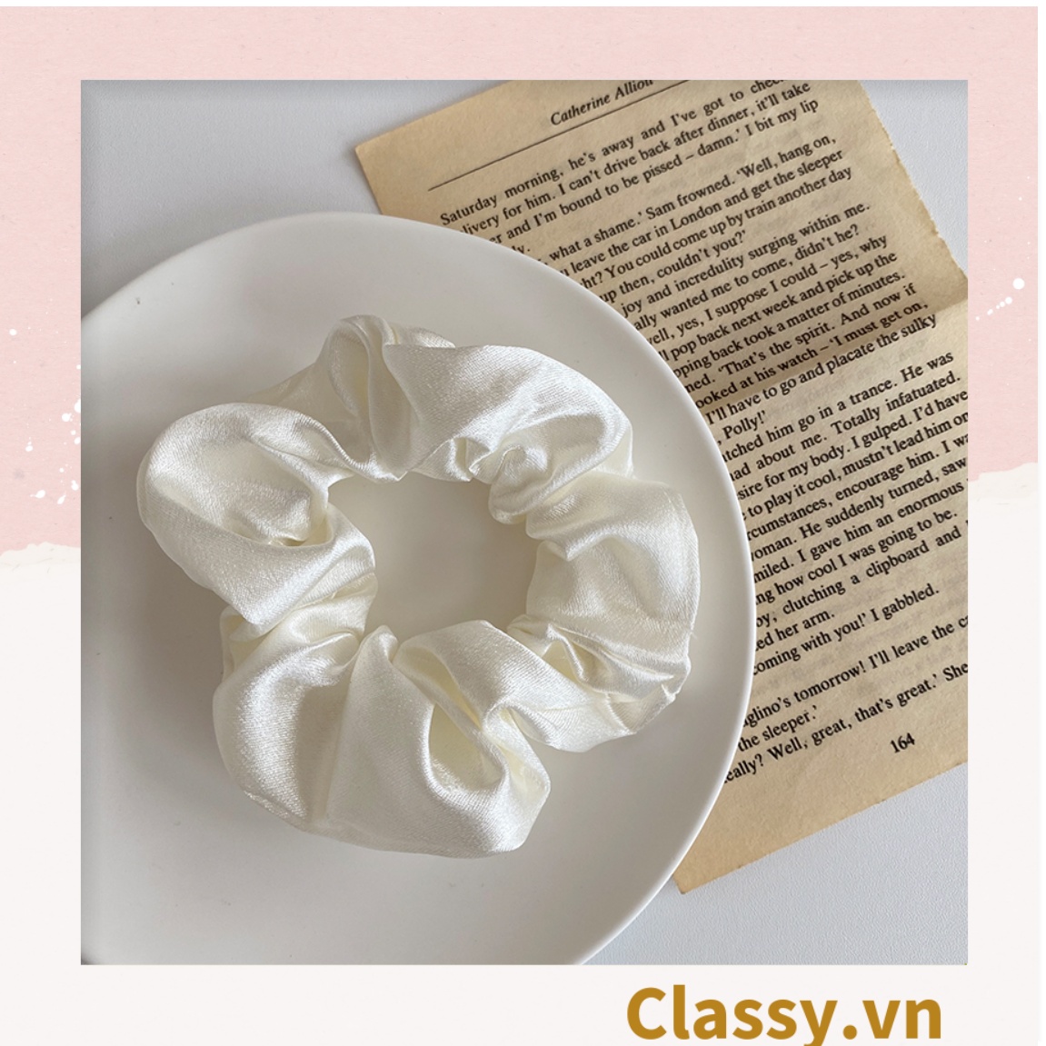 DÂY CỘT TÓC VẢI SCRUNCHIES SATIN MỜ HOT TREND, chất liệu satin mờ PK213