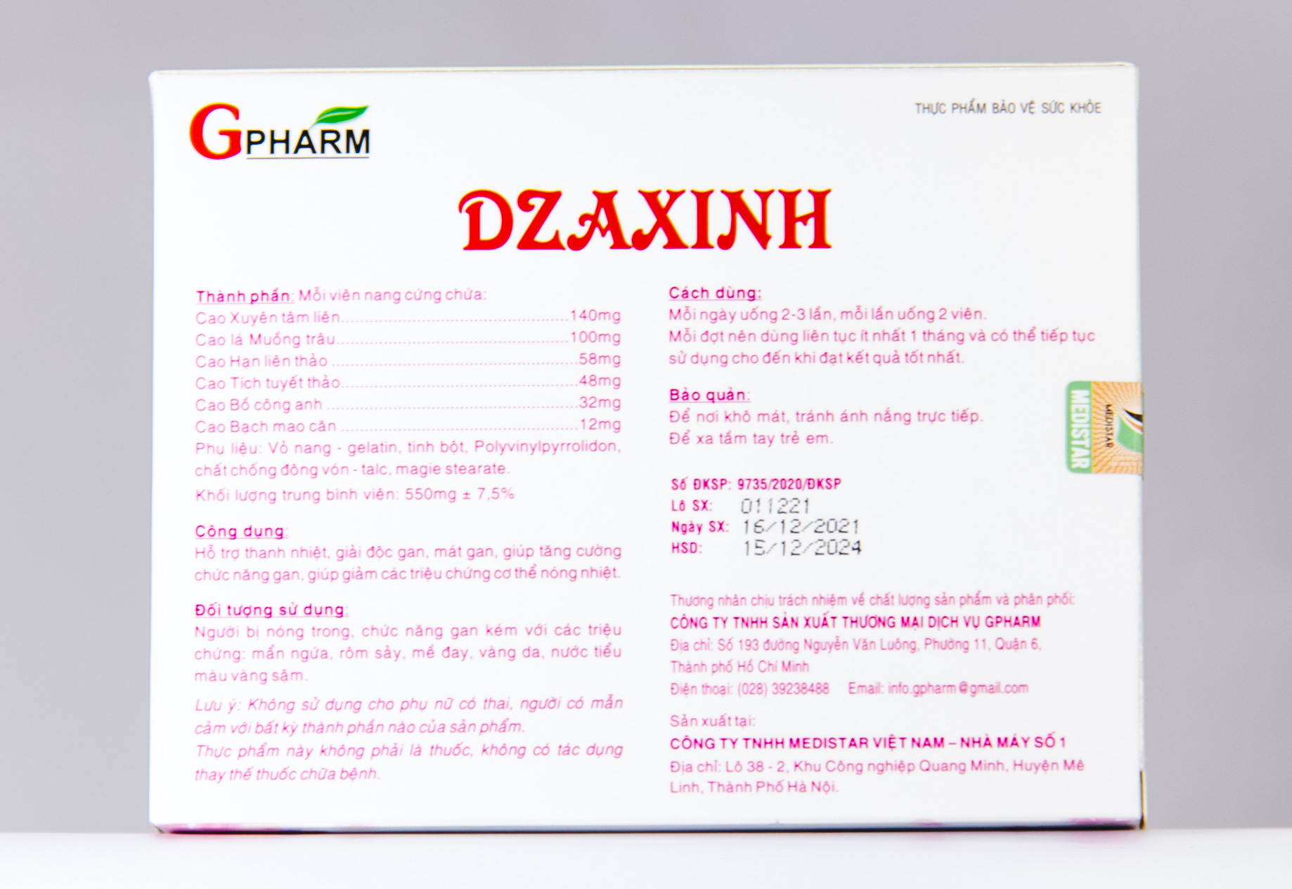 Thực phẩm bảo vệ sức khỏe Viên uống DZAXINH hỗ trợ thanh nhiệt, giải độc gan, mát gan, tăng cường chức năng gan (Hộp 60 viên)