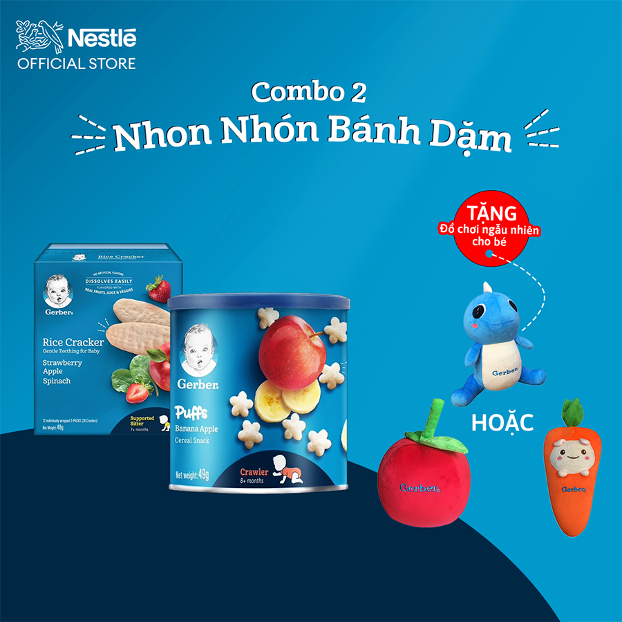 Combo 2 Bánh Ăn Dặm Nestlé Gerber Chính Hãng - Combo 2 Nhon Nhón Bánh Dặm [Tặng Đồ Chơi Cho Bé Ngẫu Nhiên]