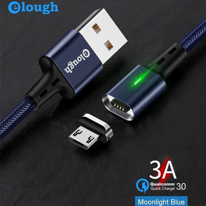 Cáp Sạc, Truyền Dữ Liệu Hít Nam Châm Elough Estar MicroUSB - Hỗ Trợ Sạc Nhanh QC 3.0 - Hàng Chính Hãng