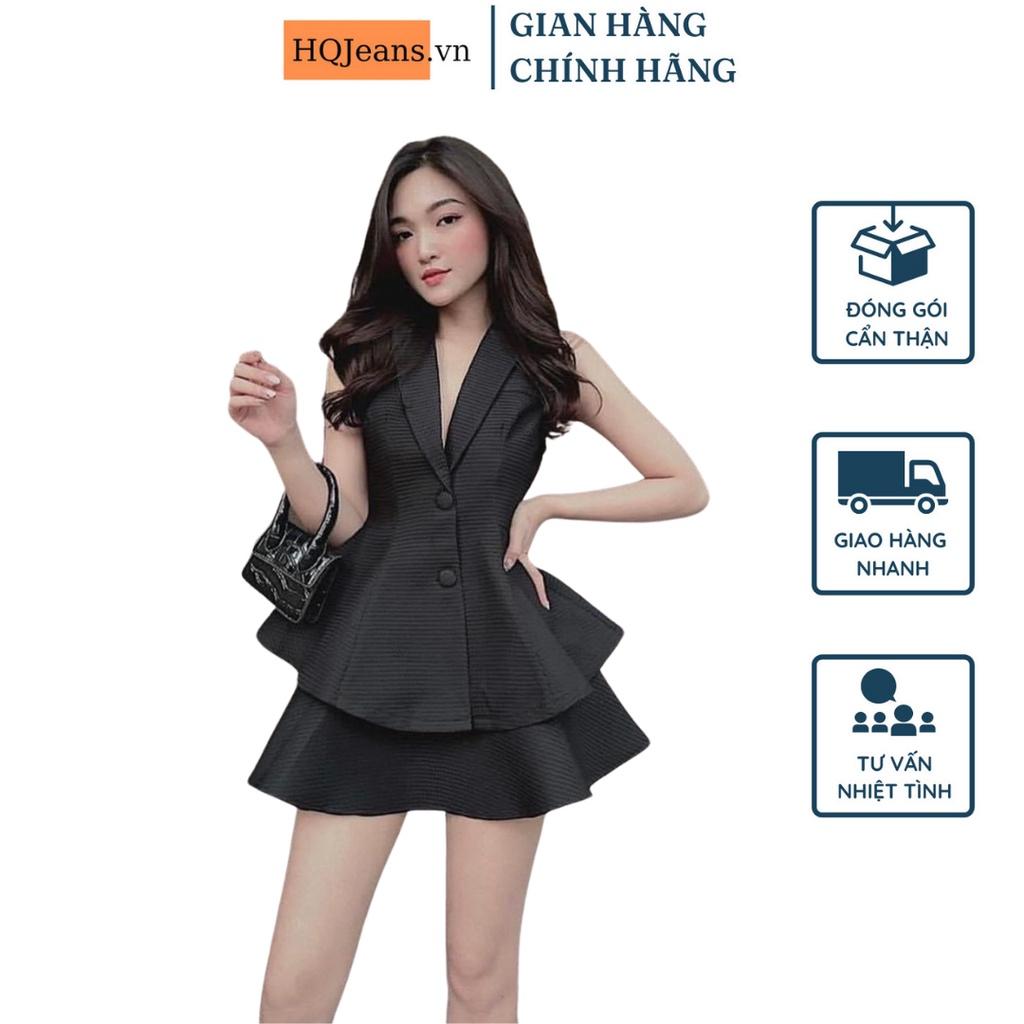 Set vest sát nách hàng thiết kế HQJeas dáng xòe chất gân xốp dày dặn 2 lớp cao cấp