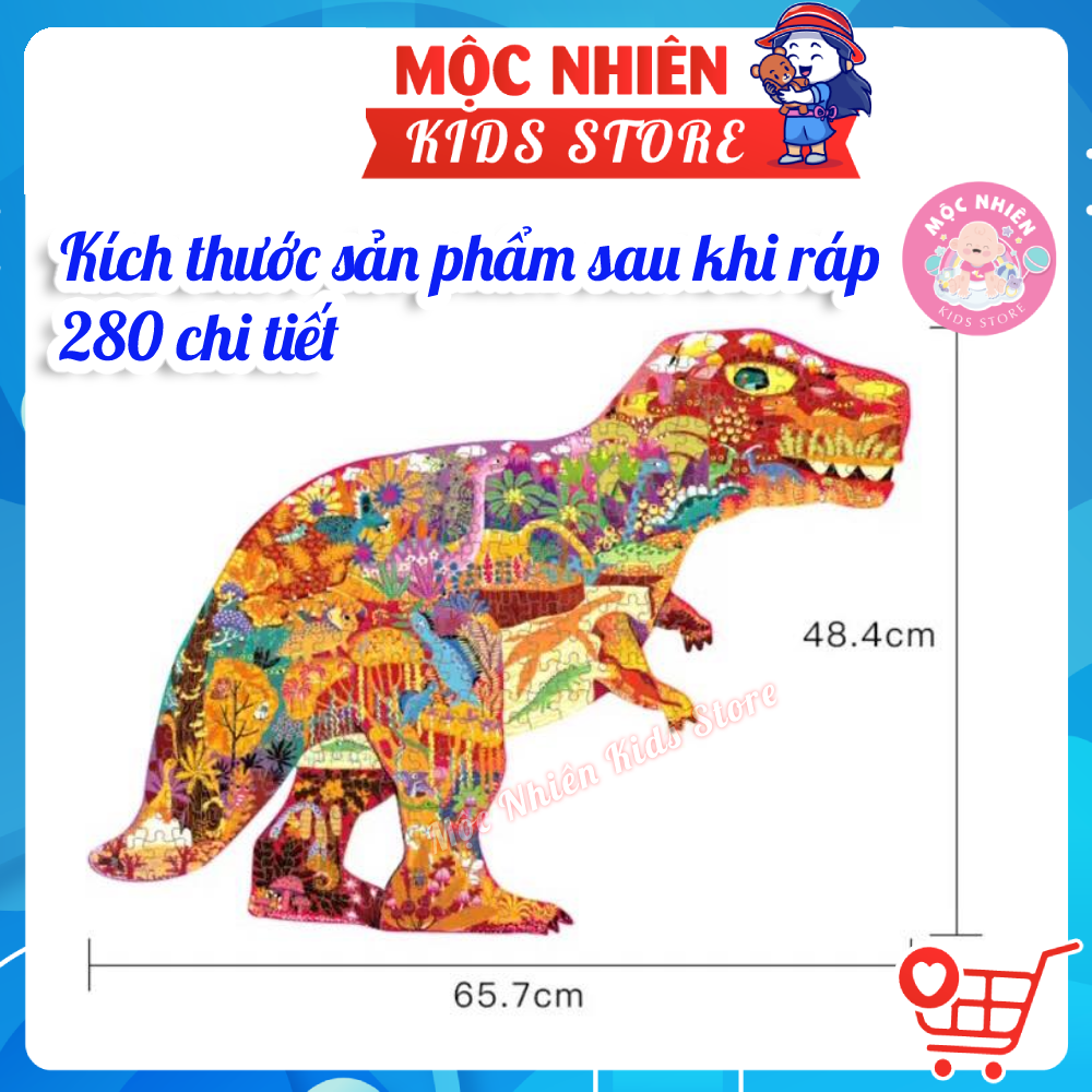 Bộ tranh xếp hình ghép hình Mideer 280 mảnh ghép - Thế giới khủng long MD3083