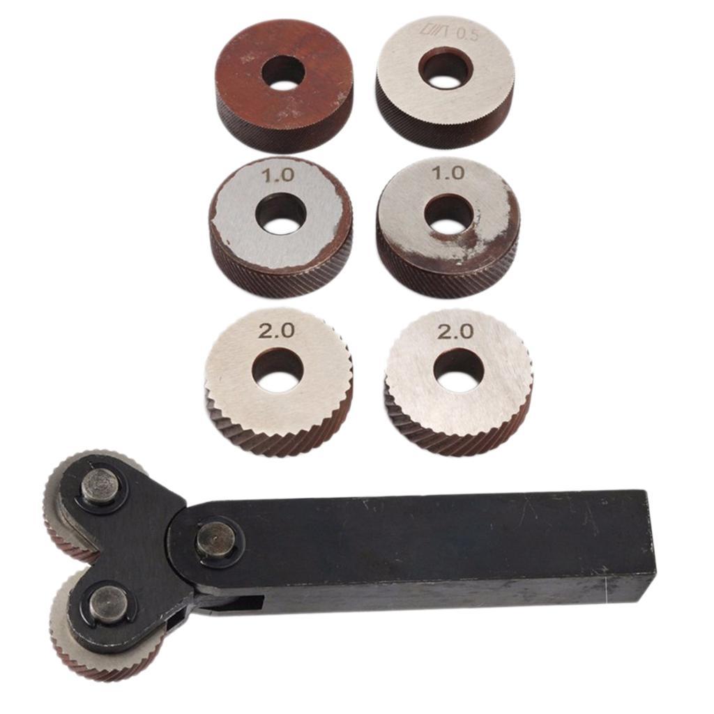 2Set Double Wheel Linear Knurling Tool Set with 0 5mm 1.5mm 2mm Replacement