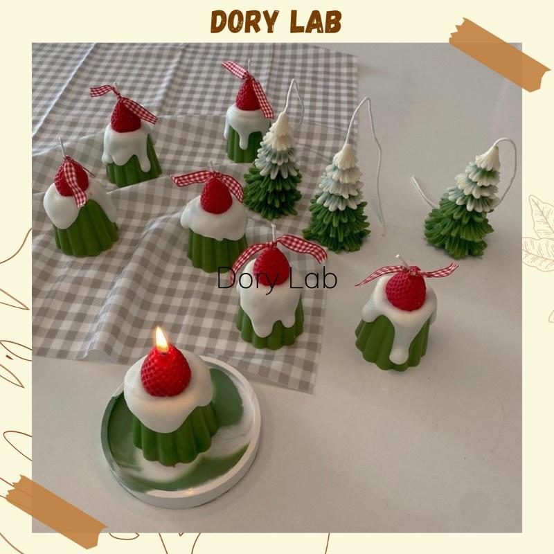 Nến Thơm Bánh Pudding Dâu Tây Phủ Kem Handmade, Phụ Kiện Decor - Dory Lab