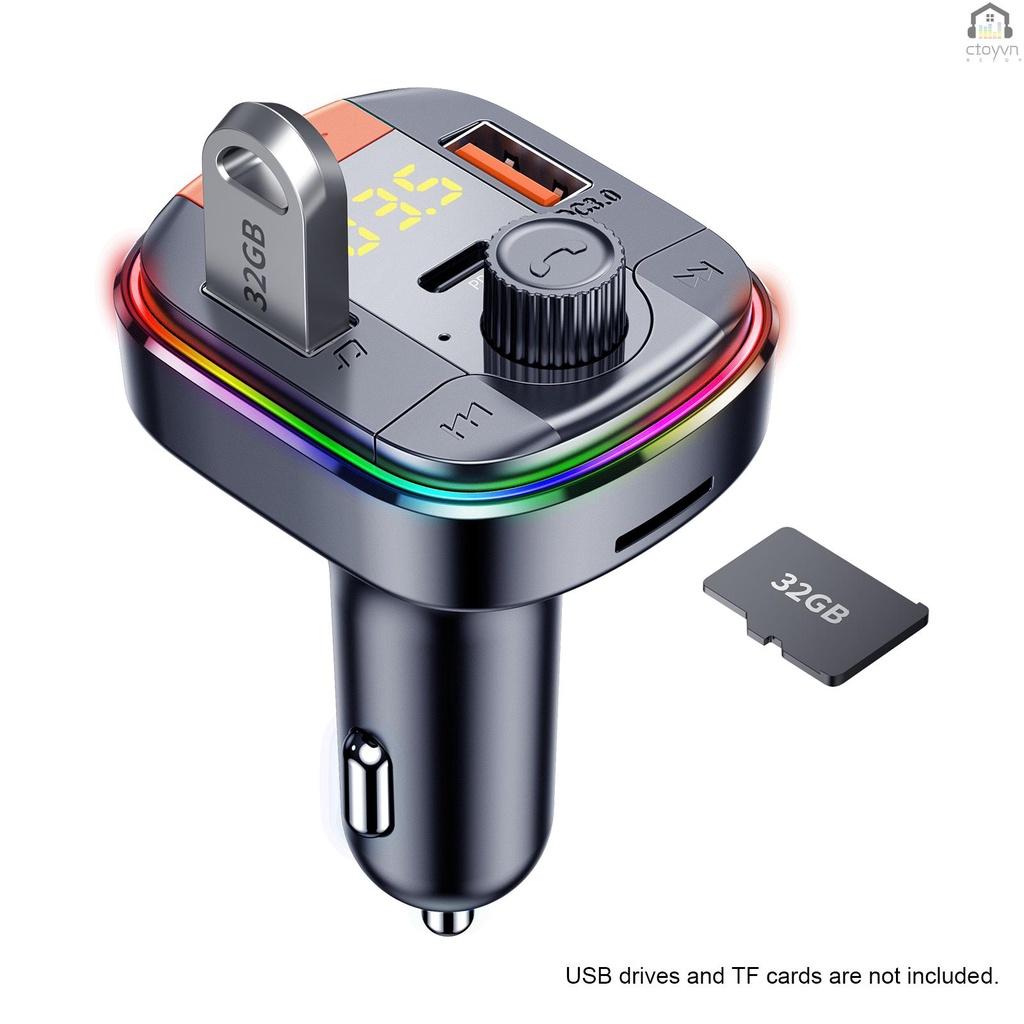 Tẩu sạc điện thoại hai cổng USB BT5.0 tích hợp máy nghe nhạc MP3 PD18W QC3.0 cho xe hơi