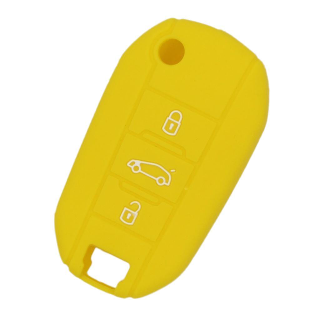 Silicone Car Key Case Cover Fit for AUDI Folding Remote Key Fob Case Shell 3 Buttons Yellow