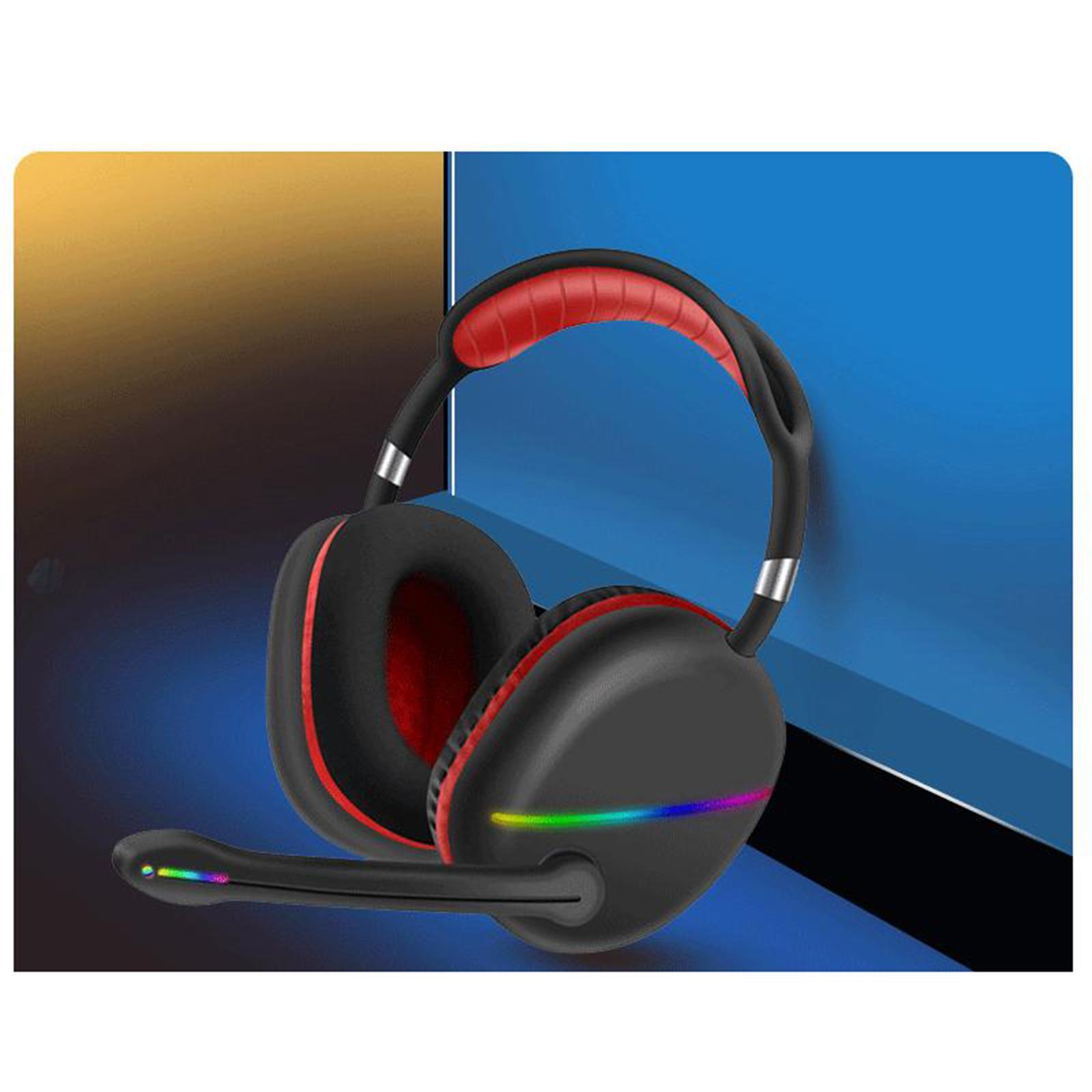 Bluetooth Wireless Headphones Low Latency RGB Light Noise Reduction Black