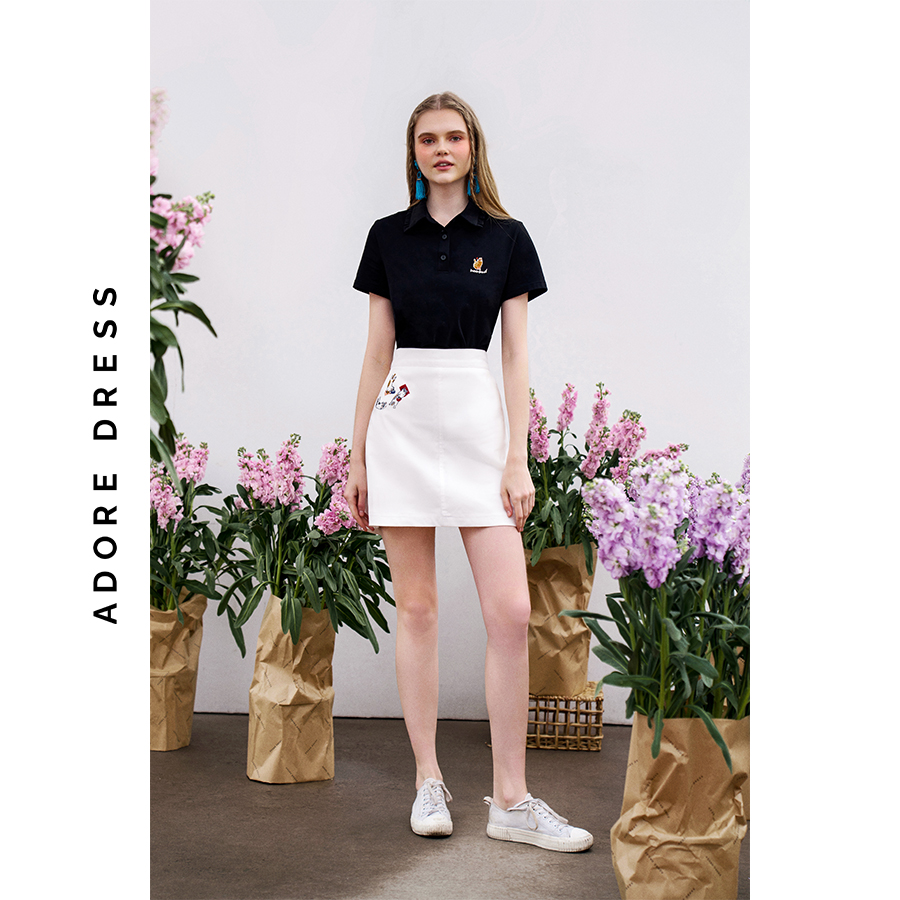 Chân váy mini skirts kaki trắng thêu túi 313SK1033 ADORE DRESS