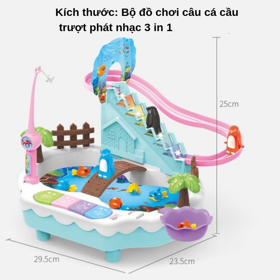 Đồ chơi đánh đàn, câu cá, leo bậc thang 3 trong 1 siêu tiết kiệm có đèn và nhạc có độ bền cực cao