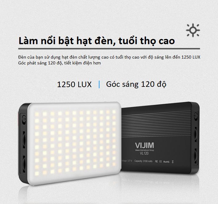 Đèn led video Ulanzi VIJIM VL120 RGB hàng chính hãng