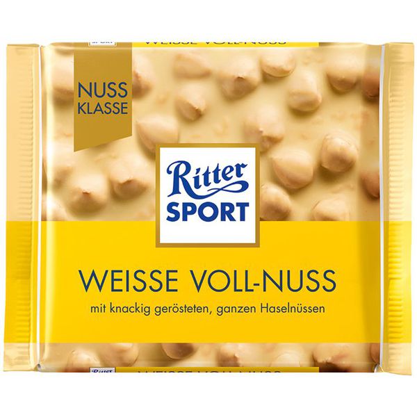 Combo 6 thanh Chocolate Ritter Sport Weisse Voll-Nuss vị White Choco nhân Hạt dẻ 100gr