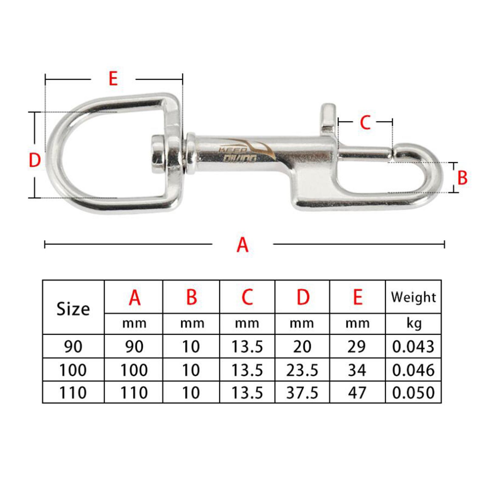 4xStainless Steel Swivel  Snap Hook Clip Scuba Diving 90mm Single Ended